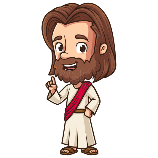 Royalty-free stock vector illustration of Jesus saying something important.