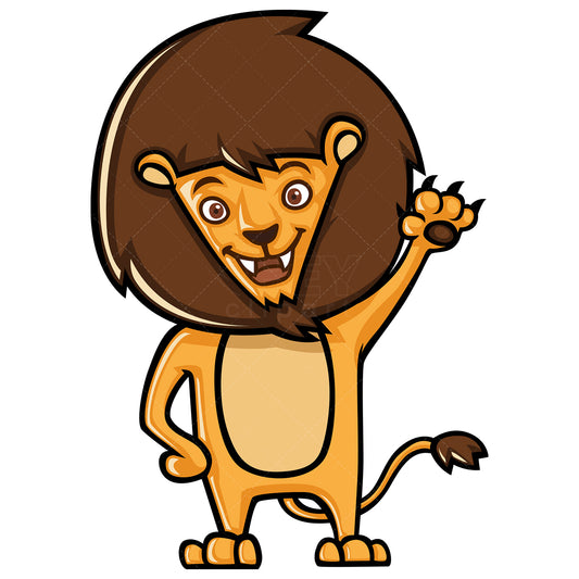 Royalty-free stock vector illustration of an lion waving.