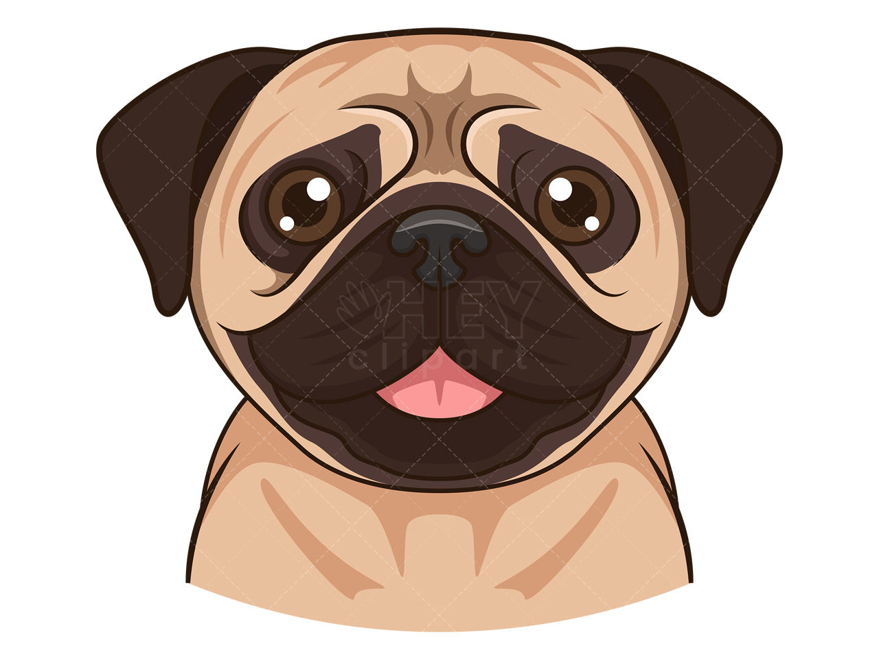 Royalty-free stock vector illustration of a pug face.
