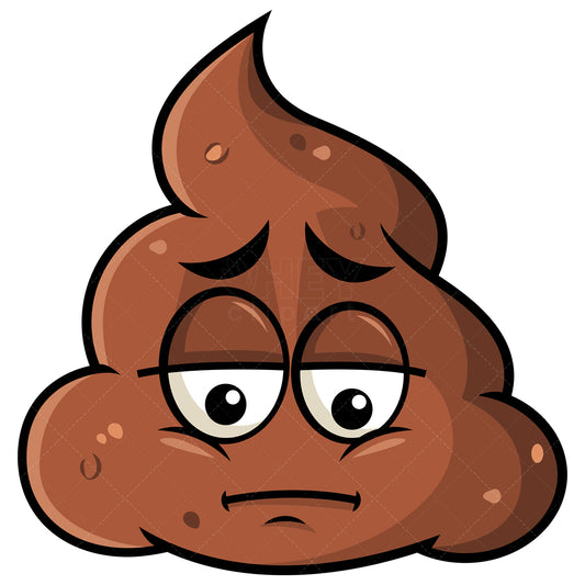 Royalty-free stock vector illustration of a depressed poop emoji.