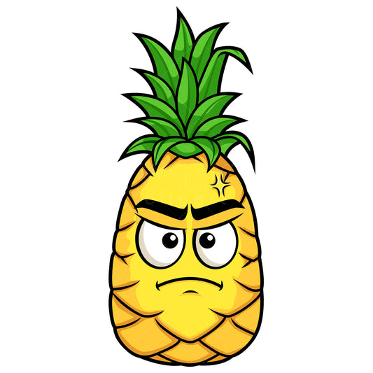 Royalty-free stock vector illustration of  a pineapple feeling angry.