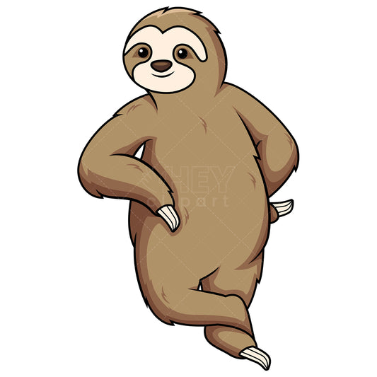 Royalty-free stock vector illustration of a sloth leaning on something.