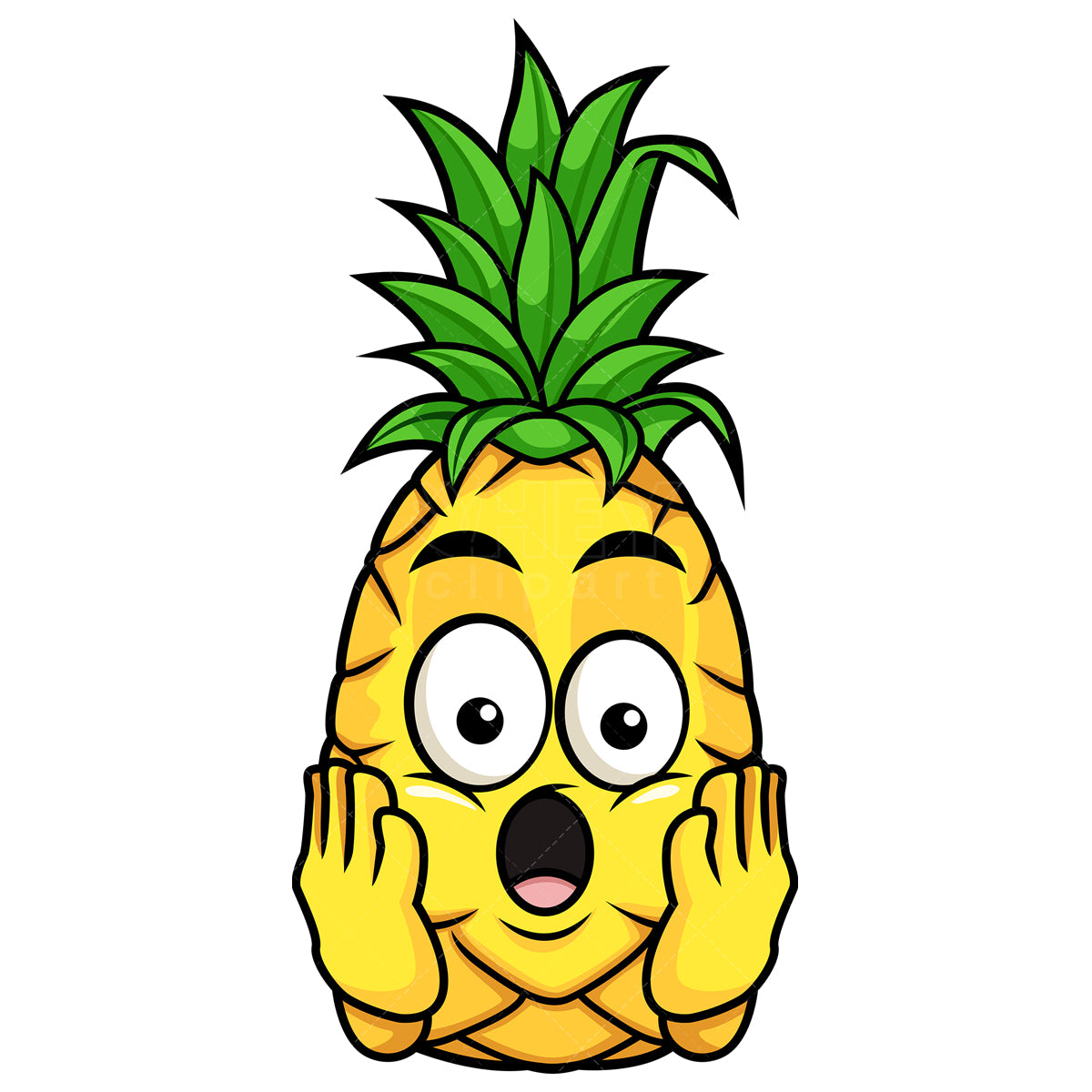 Royalty-free stock vector illustration of  a shocked pineapple.