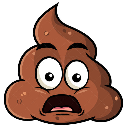 Royalty-free stock vector illustration of a shocked poop emoji.