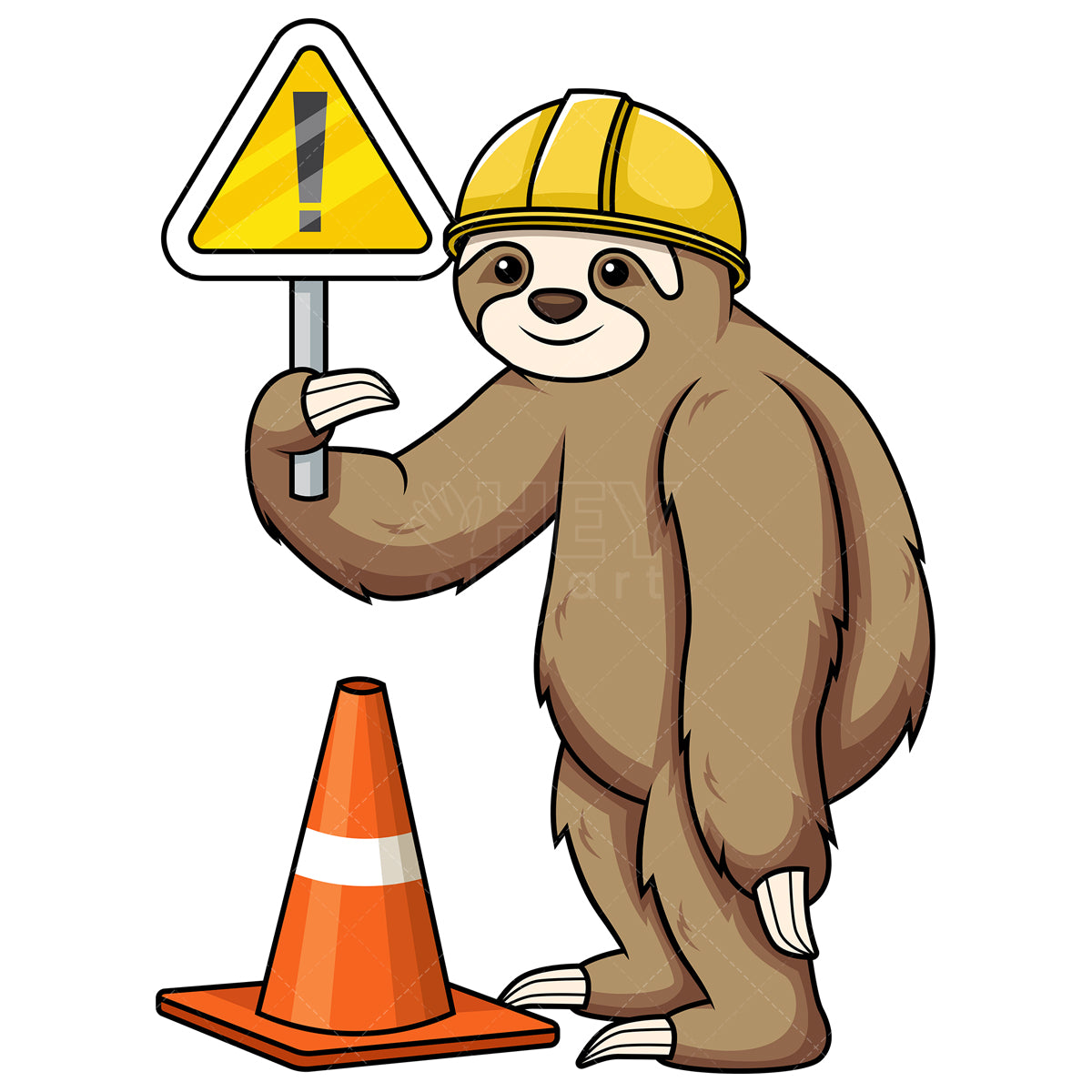 Royalty-free stock vector illustration of a sloth under construction.