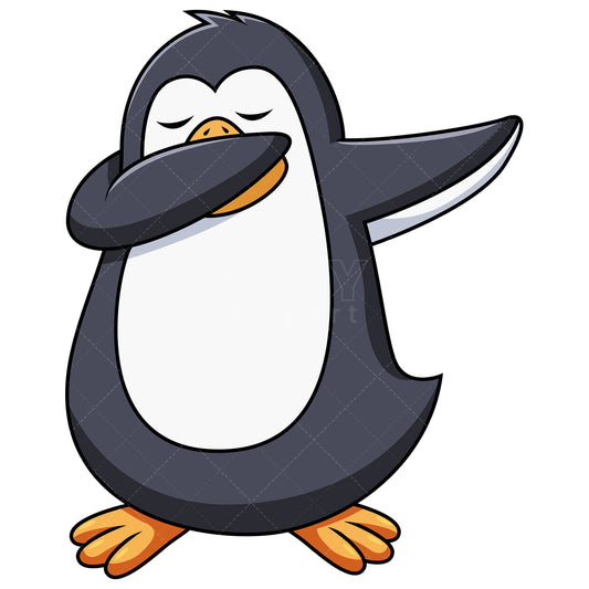 Royalty-free stock vector illustration of a dabbing penguin.