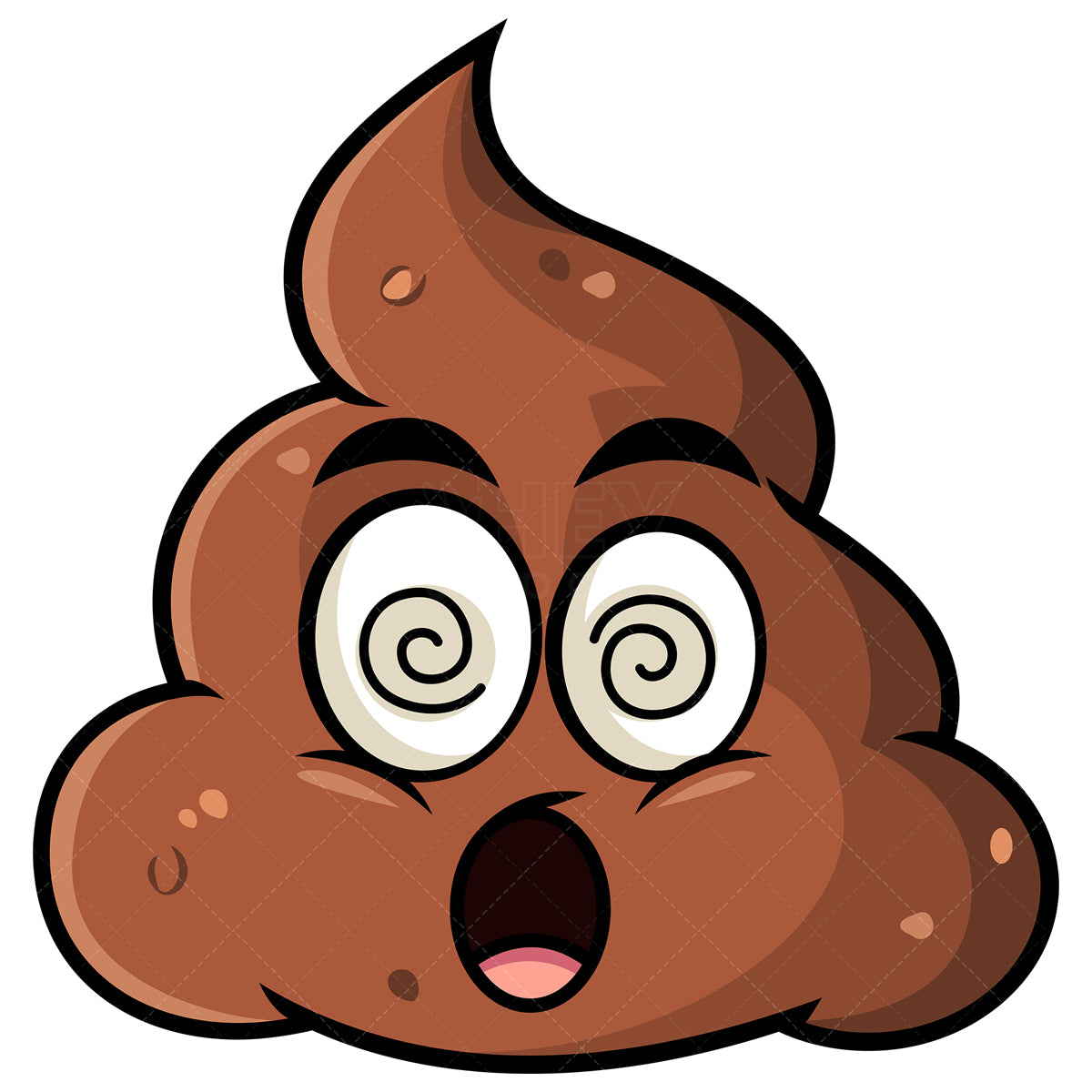 Royalty-free stock vector illustration of a dazed poop emoji.