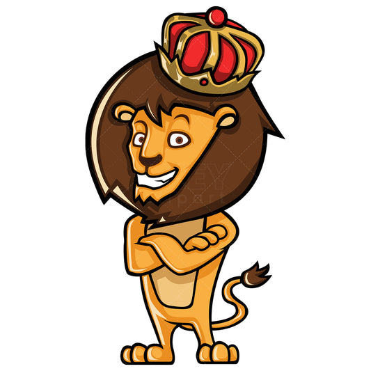 Royalty-free stock vector illustration of a lion king wearing crown.