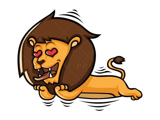 Royalty-free stock vector illustration of a lion falling in love.