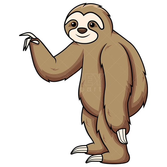 Royalty-free stock vector illustration of a sloth pointing to the side.