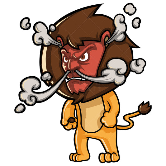 Royalty-free stock vector illustration of an extremely angry lion.