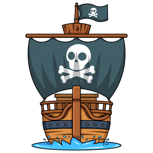 Royalty-free stock vector illustration of  a front view of a pirate ship.