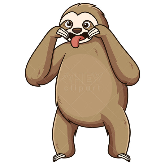 Royalty-free stock vector illustration of a funny sloth being silly.