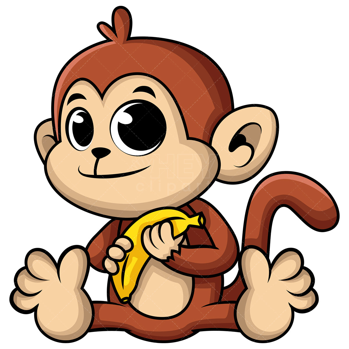 Royalty-free stock vector illustration of  a cute baby monkey.