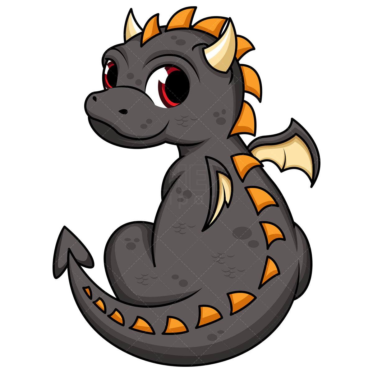 Royalty-free stock vector illustration of a cute black dragon.