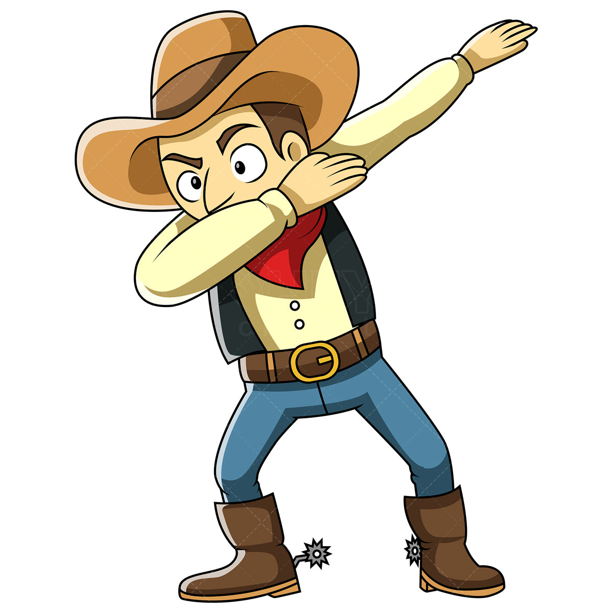 Royalty-free stock vector illustration of a dabbing cowboy.