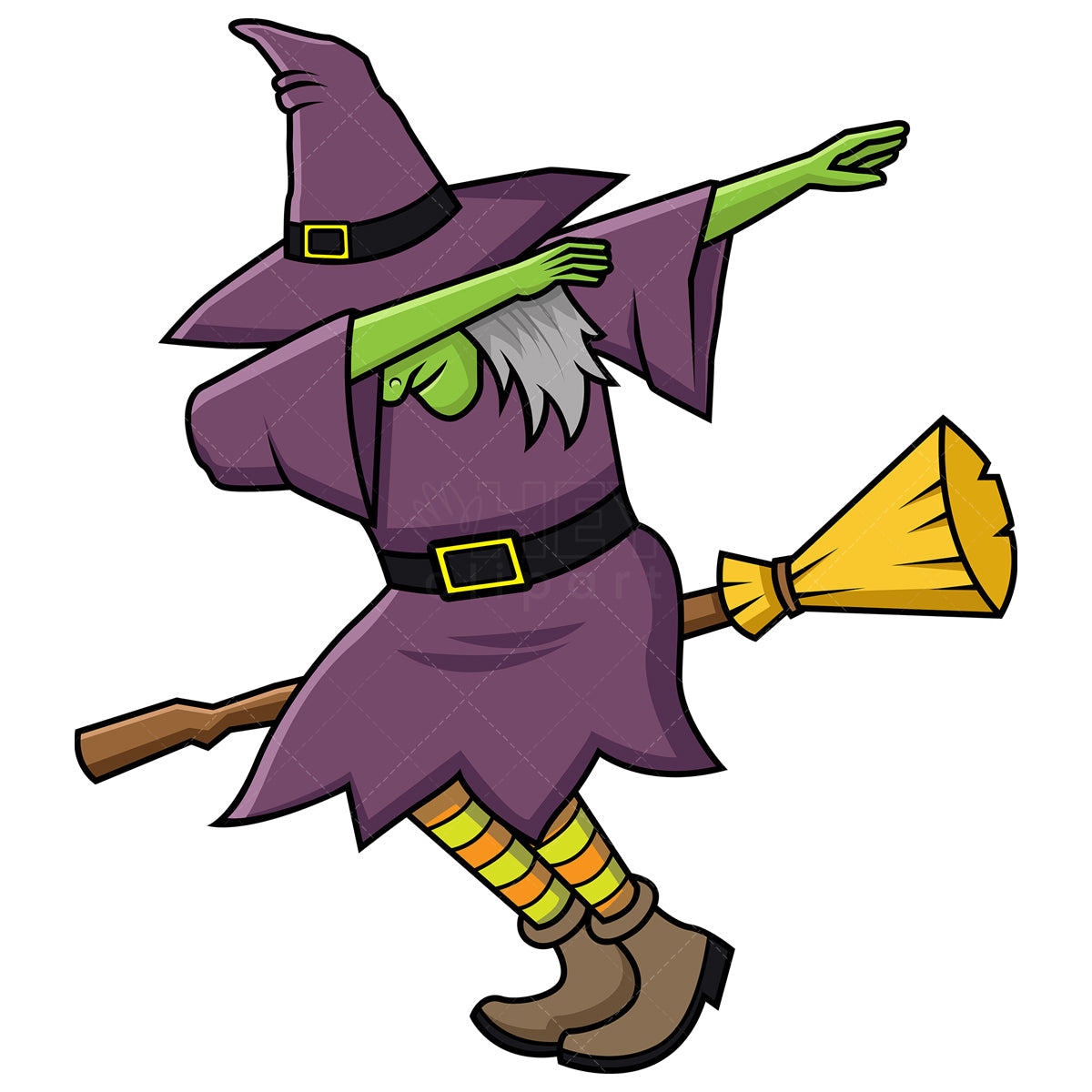 Royalty-free stock vector illustration of a dabbing witch.