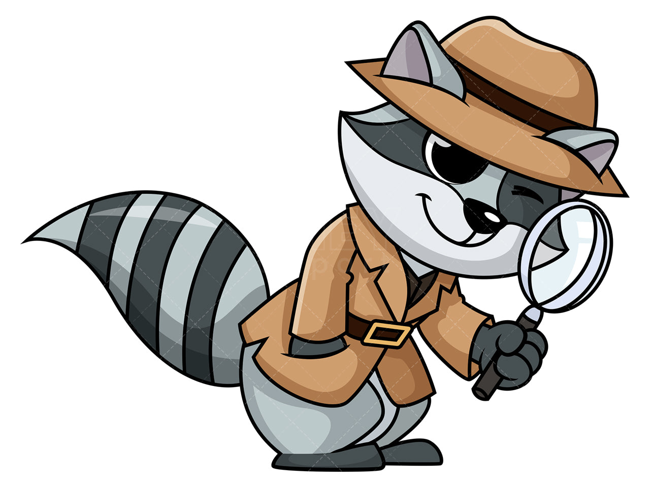 Royalty-free stock vector illustration of  a detective raccoon.