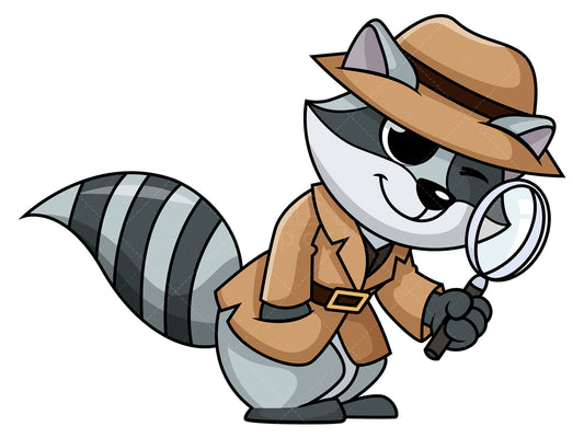 Royalty-free stock vector illustration of  a detective raccoon.