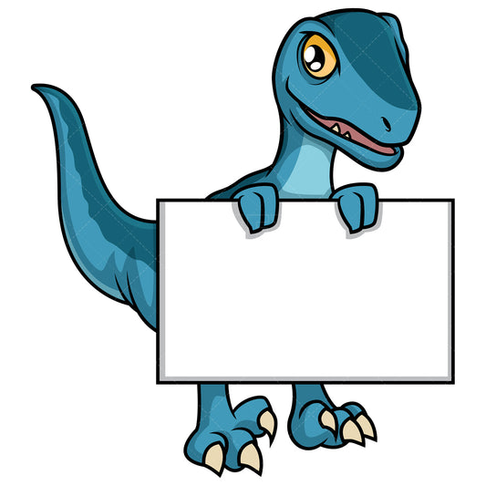 Royalty-free stock vector illustration of a dinosaur holding blank sign.