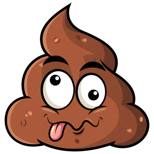 Royalty-free stock vector illustration of a goofy crazy eyes poop emoji.