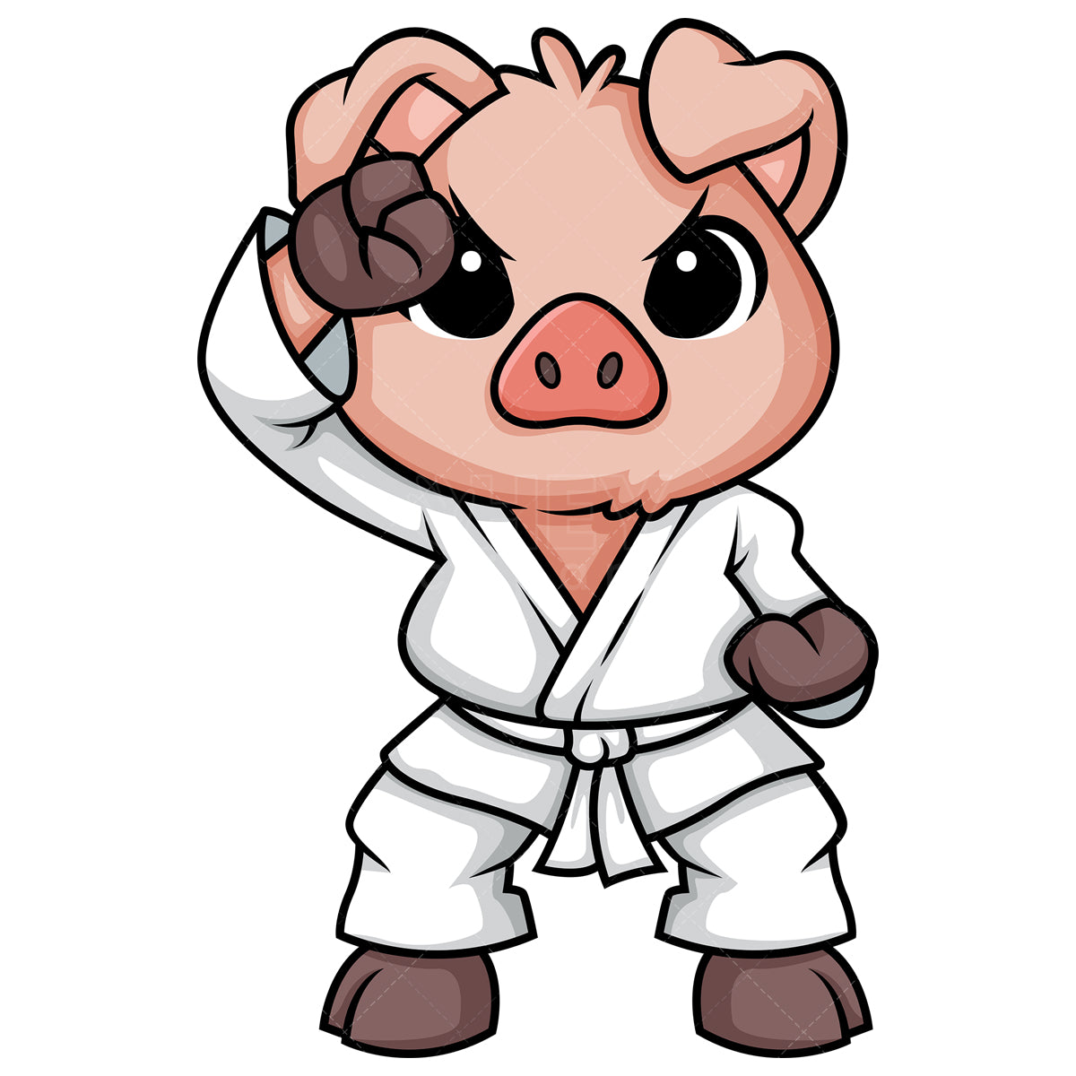 Royalty-free stock vector illustration of  a pig doing karate.