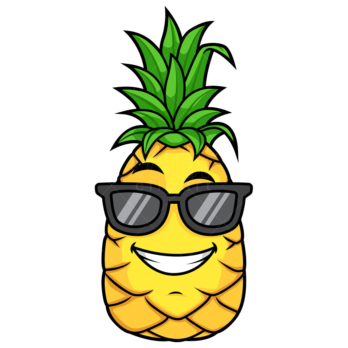 Royalty-free stock vector illustration of  a pineapple wearing sunglasses.