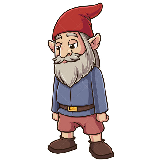 Royalty-free stock vector illustration of a sad gnome.