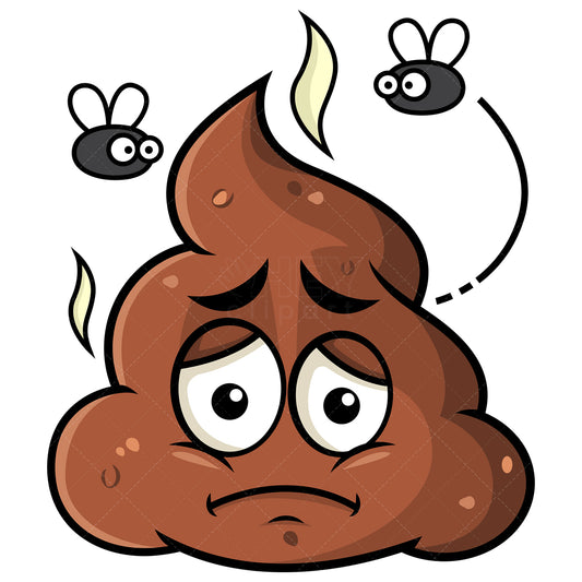 Royalty-free stock vector illustration of a stinky poop going bad emoji.