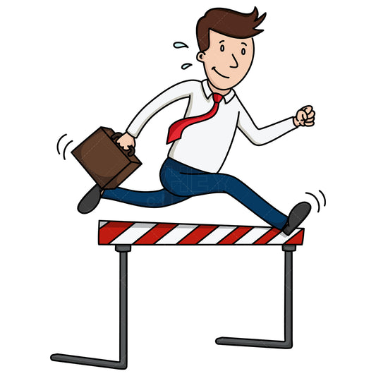 Royalty-free stock vector illustration of a businessman overcoming an obstacle.