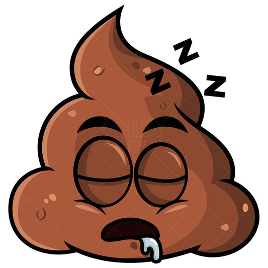 Royalty-free stock vector illustration of a sleeping poop emoji.