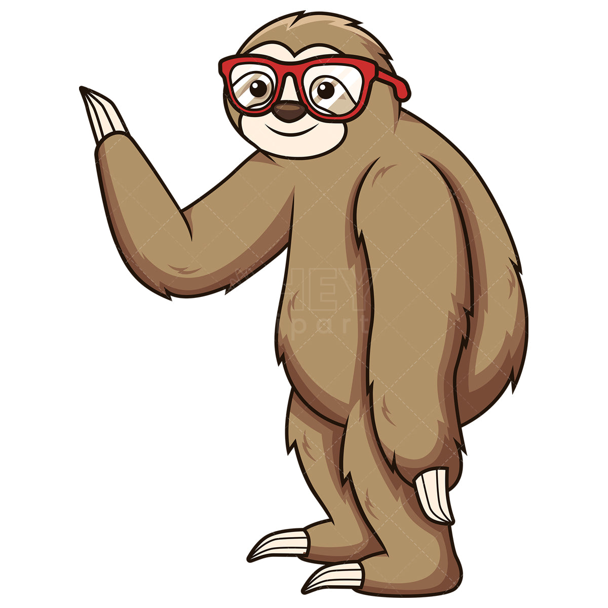 Royalty-free stock vector illustration of a sloth with glasses.