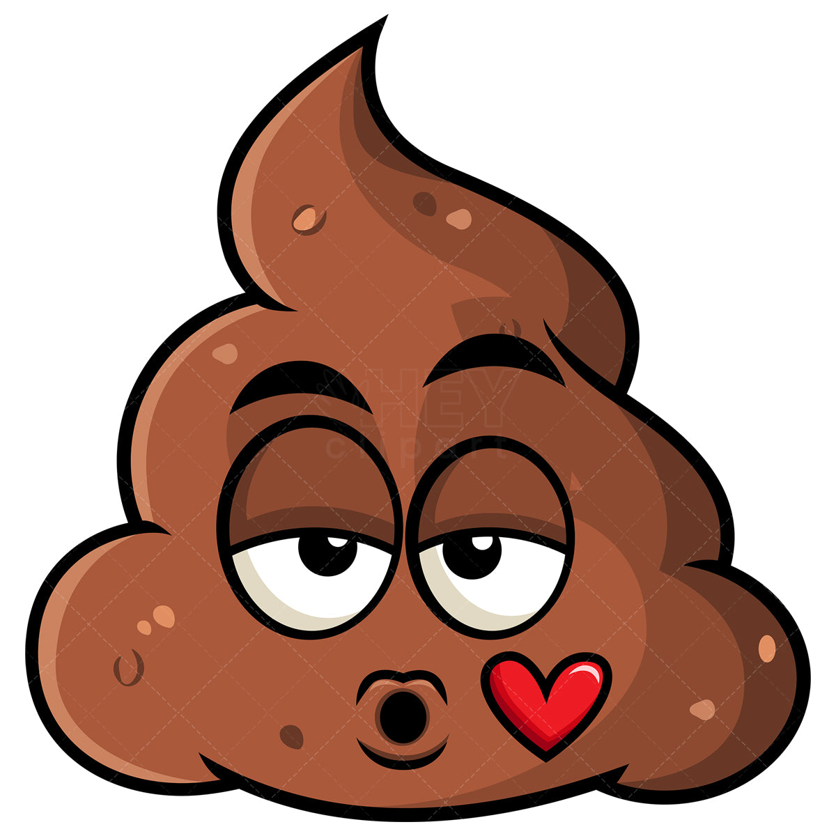 Royalty-free stock vector illustration of a poop blowing a kiss emoji.