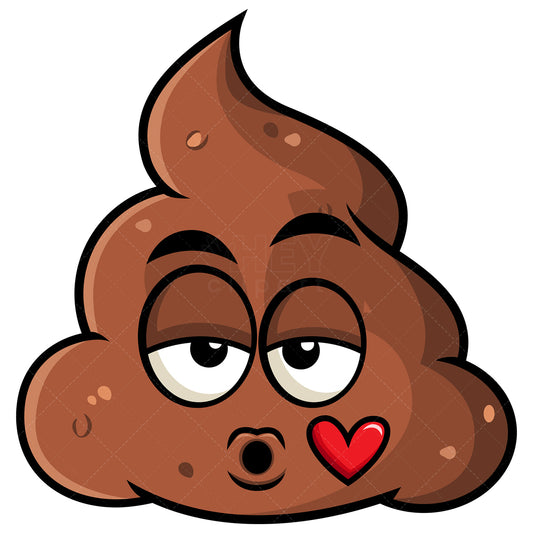 Royalty-free stock vector illustration of a poop blowing a kiss emoji.