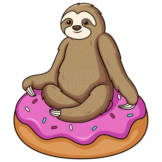 Royalty-free stock vector illustration of a sloth on a donut.