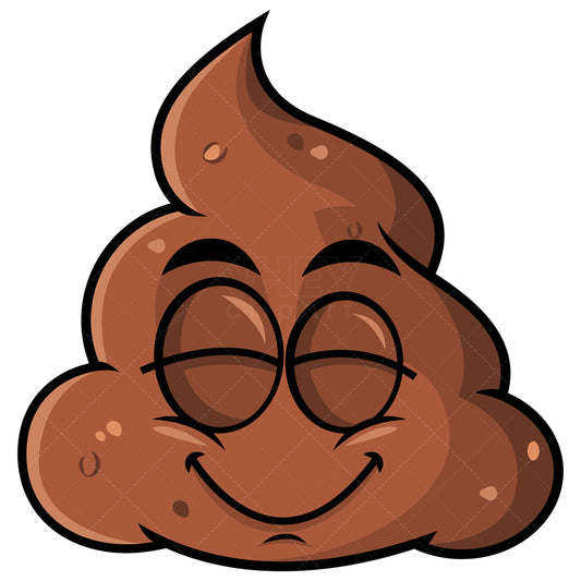 Royalty-free stock vector illustration of a delighted poop emoji.