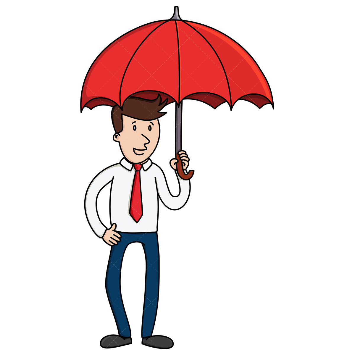 Royalty-free stock vector illustration of a businessman holding umbrella.