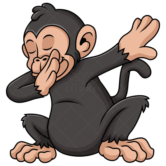 Royalty-free stock vector illustration of a dabbing chimpanzee.