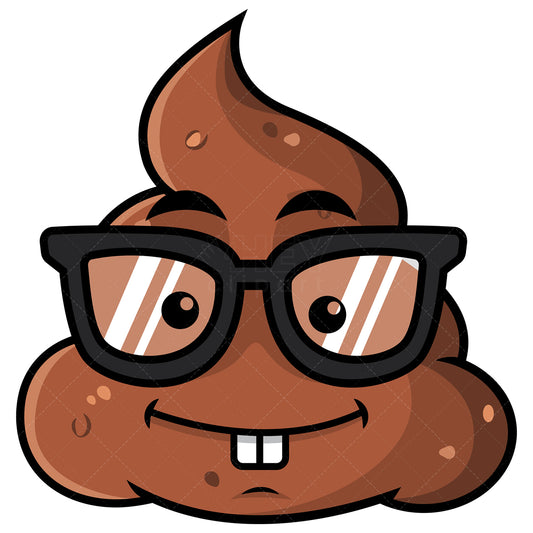 Royalty-free stock vector illustration of a nerdy poop emoji.