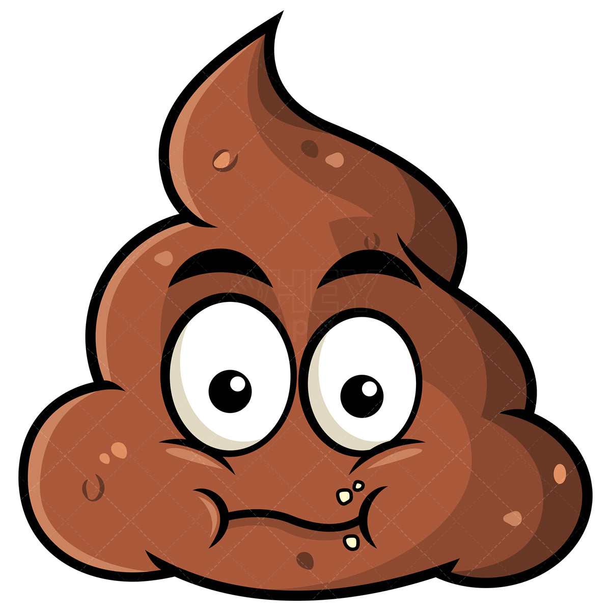 Royalty-free stock vector illustration of a chewing poop emoji.