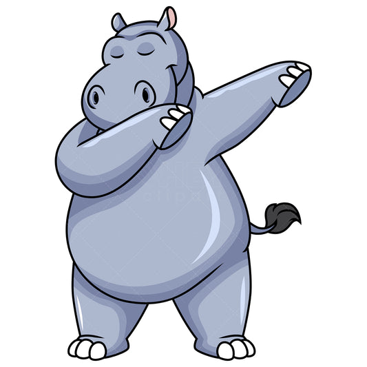 Royalty-free stock vector illustration of a dabbing hippo.