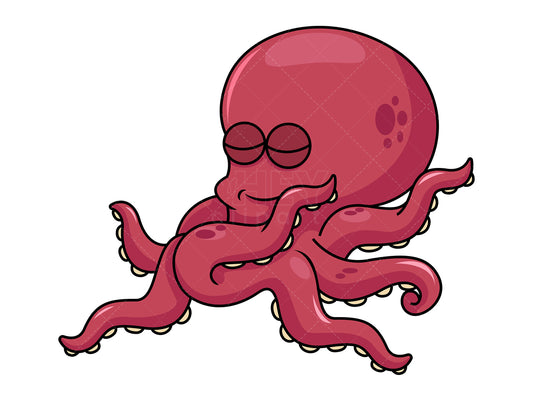 Royalty-free stock vector illustration of a dabbing octopus.