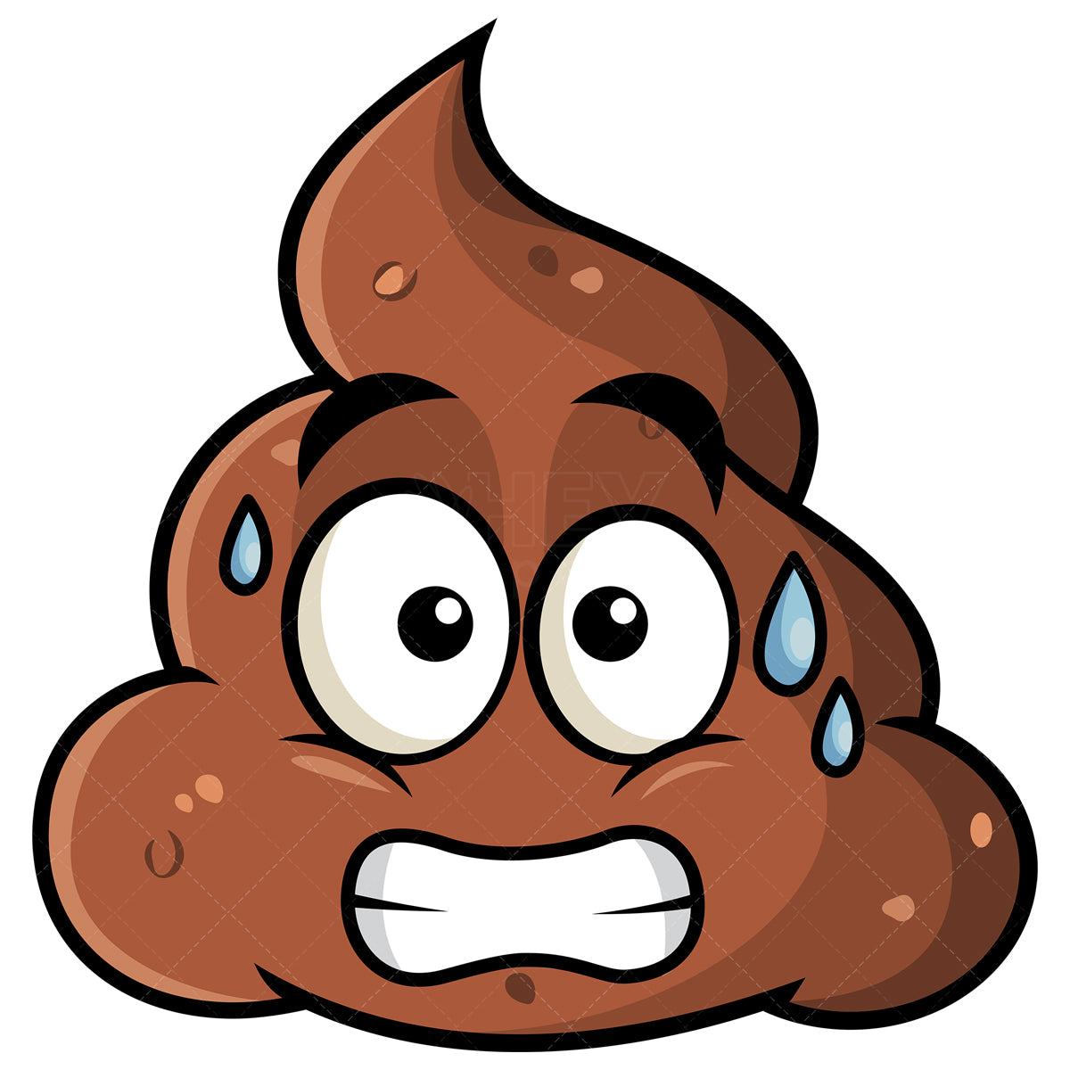 Royalty-free stock vector illustration of a sweating poop emoji.