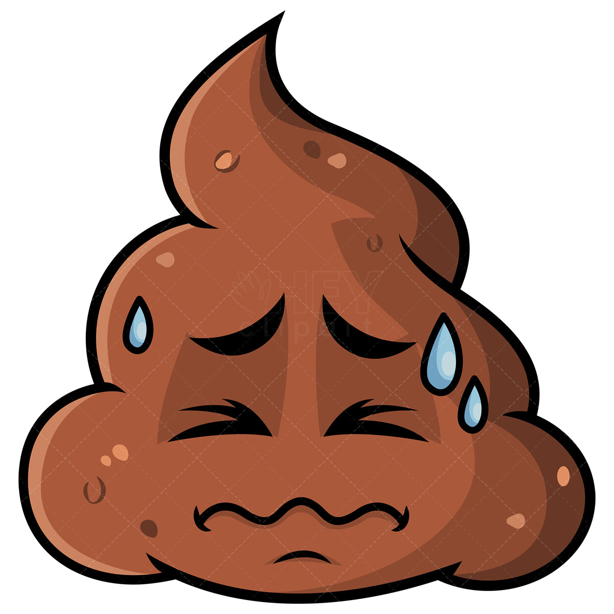 Royalty-free stock vector illustration of a in pain poop emoji.