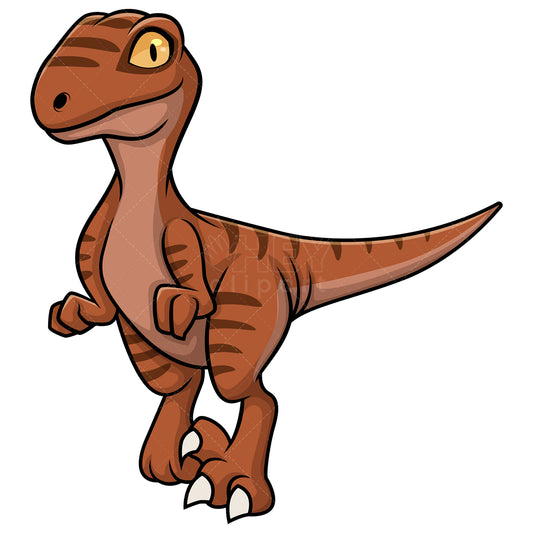 Royalty-free stock vector illustration of a cute velociraptor dinosaur.