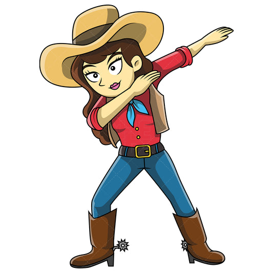 Royalty-free stock vector illustration of a dabbing cowgirl.