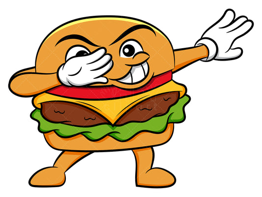 Royalty-free stock vector illustration of a dabbing hamburger.