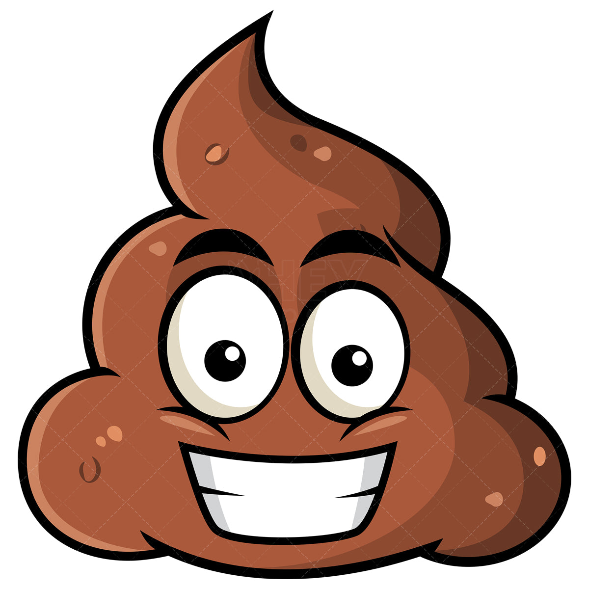 Royalty-free stock vector illustration of a grinning poop emoji.