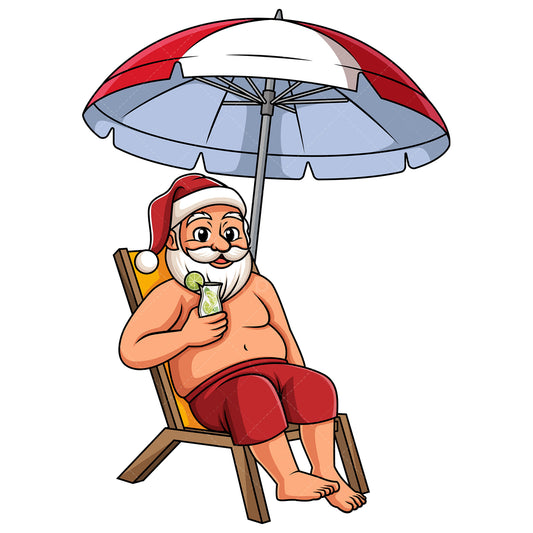 Royalty-free stock vector illustration of a relaxing summer santa.