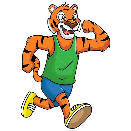 Royalty-free stock vector illustration of a tiger mascot running.